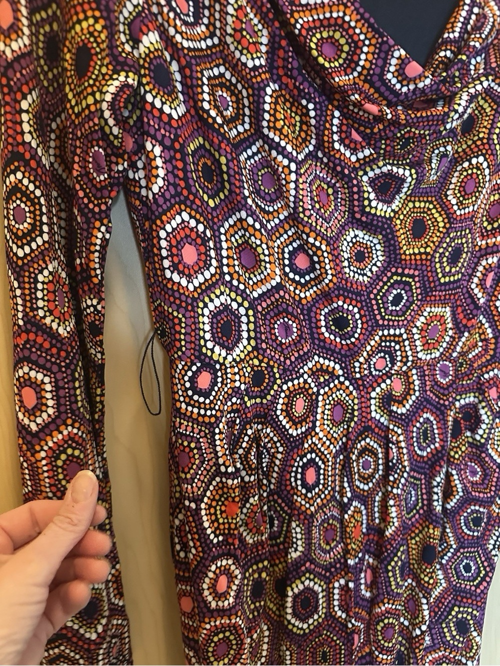 Trina Turk Purple geometric Sz 4 Long Sleeve Dress - Picture 3 of 8